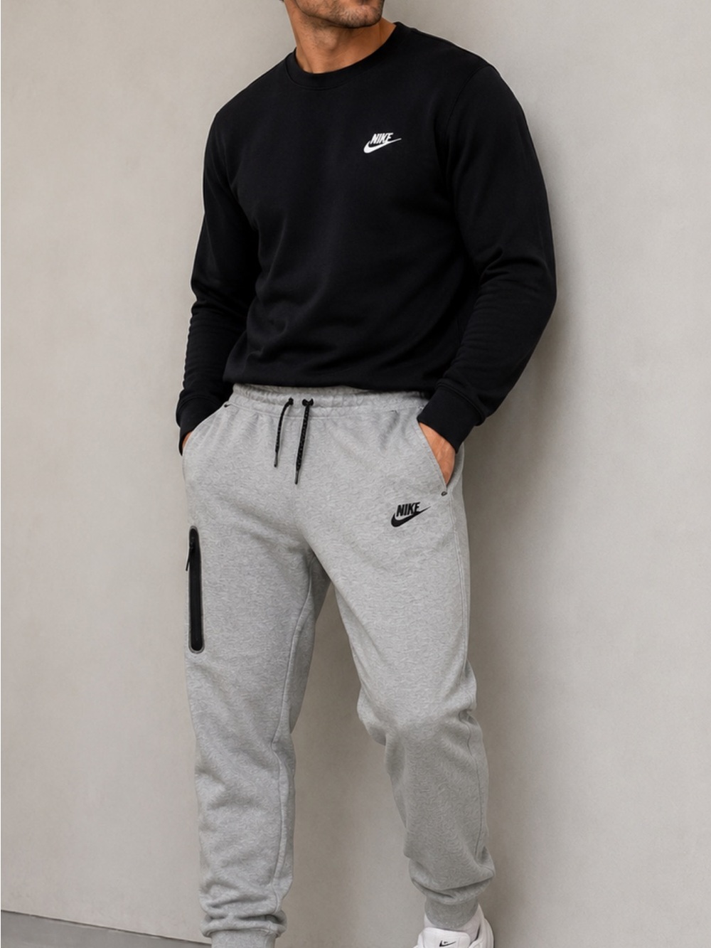 Nike Kids Light Gray Jogger Sweatpants with Black Trim # 97